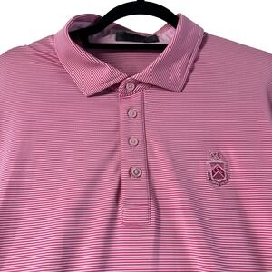 G/FORE Golf Polo Shirt Mens L Pink White Striped Short Sleeve Performance  CCC‎